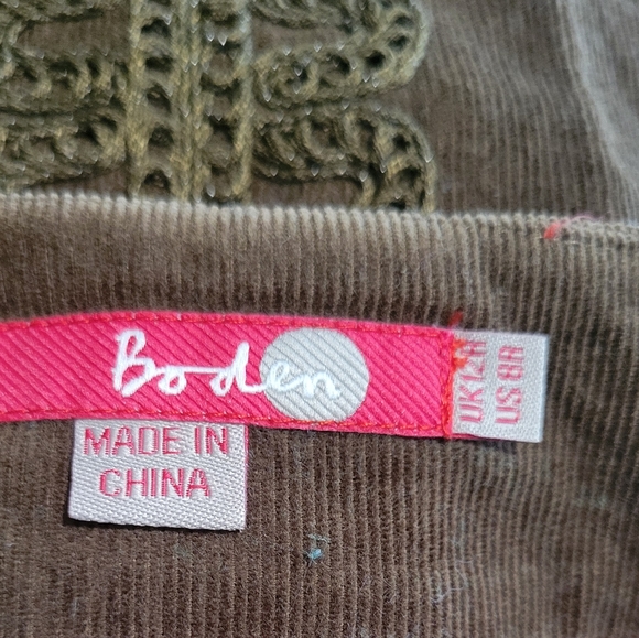 Boden Embroidered Corduroy Boho Skirt Size 8 - Picture 6 of 7
